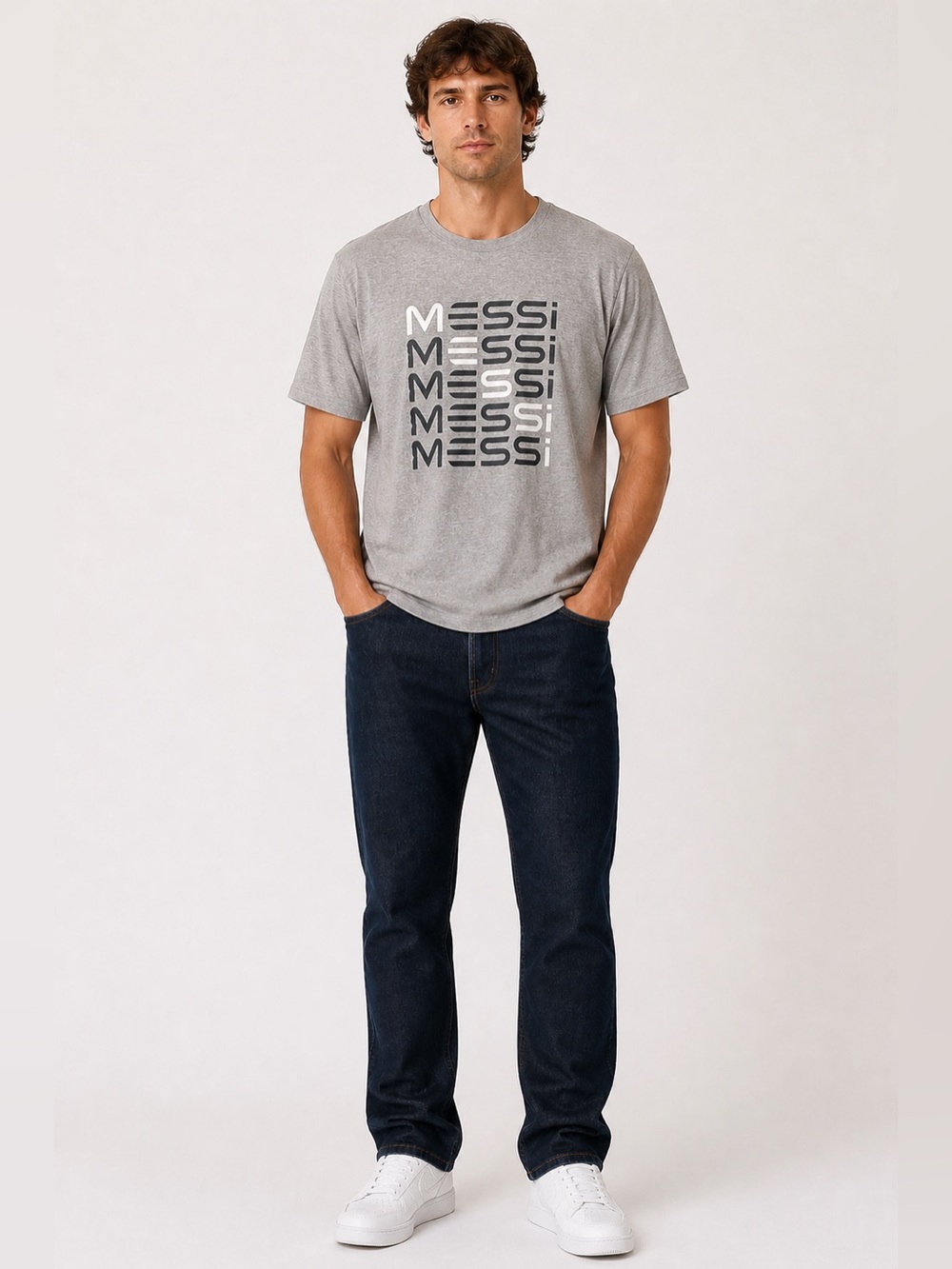 Messi Tee shirt - Heather Grey - Mens Size Large